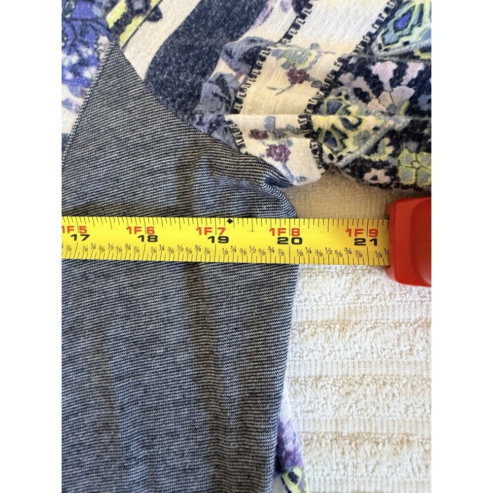 Zenergy by Chico's Large 2 Blue Purple Boho Print Tunic Top Long Sleeve - Picture 12 of 15